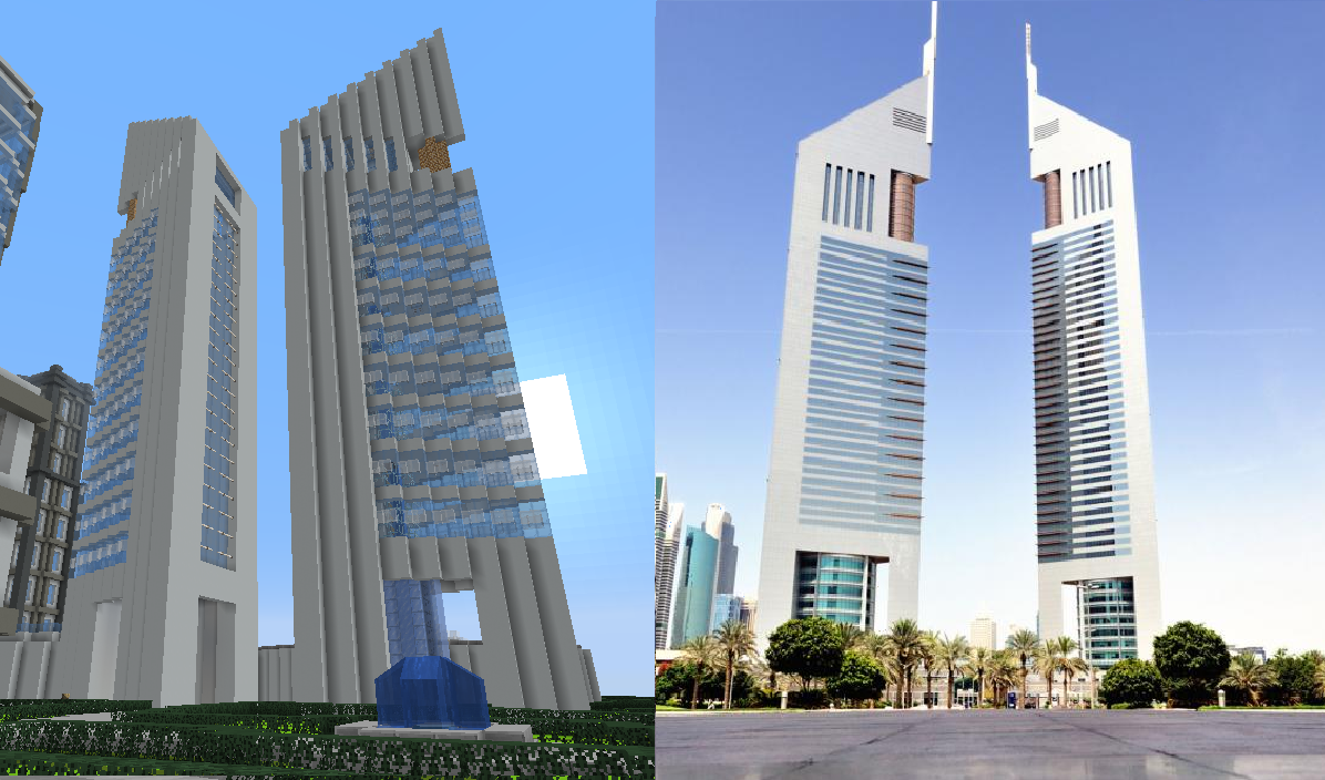Torres dos Emirados no jogo vs. vida real